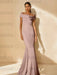 Minimalist Off-the-Shoulder Mother of the Bride Dresses in Trumpet/Mermaid Style with Detachable Flower