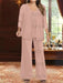 Plus Size 3-Piece Mother of the Bride Chiffon Pantsuit with V-Neck Floor-Length Jacket & Sequins