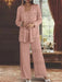 Sequined Chiffon Pantsuits for the Mother of the Bride with Jacket