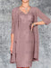 Mauve Knee-Length V-Neck Sheath/Column Mother of the Bride Dresses