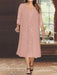 Mauve V-Neck Long-Sleeve Tea-Length Plus Size Mother of the Bride Dress with Jacket and Sequins