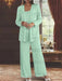Sequined Chiffon Pantsuits for the Mother of the Bride with Jacket