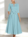 Ankle-Length Mother of the Bride A-Line Dress with Half Sleeves and Pockets