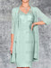 Mist Blue Knee-Length V-Neck Sheath/Column Mother of the Bride Dresses