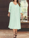 Mist V-Neck Long-Sleeve Tea-Length Plus Size Mother of the Bride Dress with Jacket and Sequins