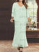 Plus Size V-Neck Ankle-Length Sheath/Column Mother of the Bride Dresses with Sequins & Jacket
