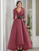 V-Neck A-Line Princess Floor-Length Mother of the Bride Dress with 3/4 Sleeves Appliques and Beading