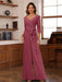 V-Neck Chiffon Jumpsuit with Ruched Detail and 3/4 Sleeves for the Mother