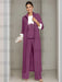 Ankle-Length Mother of the Bride Pantsuits in 3 Pieces Featuring Square Neck Jacket & Lace Appliques
