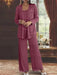 Sequined Chiffon Pantsuits for the Mother of the Bride with Jacket