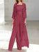 Floor-Length Square Neck Chiffon Mother of the Bride Pantsuit with Jacket & Side Split