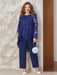 Plus Size Mother of the Bride Scoop Neck Chiffon Pantsuit with Appliques