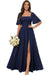 Square Neck Ruffle Sleeve Chiffon Bridesmaid Dress with Slit
