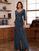V-Neck Chiffon Jumpsuit with Ruched Detail and 3/4 Sleeves for the Mother