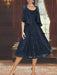 Princess A-Line Tea-Length Mother of the Bride Dress with Scoop Neck Half Sleeves Appliques and Jacket