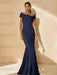 Minimalist Off-the-Shoulder Mother of the Bride Dresses in Trumpet/Mermaid Style with Detachable Flower