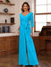 V-Neck Chiffon Jumpsuit with Ruched Detail and 3/4 Sleeves for the Mother
