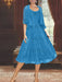 Princess A-Line Tea-Length Mother of the Bride Dress with Scoop Neck Half Sleeves Appliques and Jacket