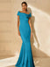 Minimalist Off-the-Shoulder Mother of the Bride Dresses in Trumpet/Mermaid Style with Detachable Flower