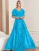 Plus Size Mother of the Bride A-Line Floor-Length Dress with V-Neck and Half Sleeves