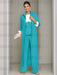 Ankle-Length Mother of the Bride Pantsuits in 3 Pieces Featuring Square Neck Jacket & Lace Appliques