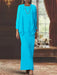 Floor-Length Scoop Neck Sheath Dress with Long Sleeves and Jacket for the Mother of the Bride