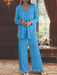 Sequined Chiffon Pantsuits for the Mother of the Bride with Jacket