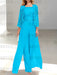 Floor-Length Square Neck Chiffon Mother of the Bride Pantsuit with Jacket & Side Split
