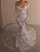 Off-the-Shoulder Lace Mermaid Wedding Dress with Long Sleeves