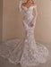Off-the-Shoulder Lace Mermaid Wedding Dress with Long Sleeves