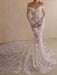 Off-the-Shoulder Lace Mermaid Wedding Dress with Long Sleeves