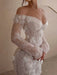 Off-the-Shoulder Lace Mermaid Wedding Dress with Long Sleeves