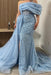 One-Shoulder Sequins Long Mermaid Prom Dress with Chapel Train