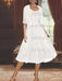 Princess A-Line Tea-Length Mother of the Bride Dress with Scoop Neck Half Sleeves Appliques and Jacket