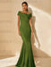 Minimalist Off-the-Shoulder Mother of the Bride Dresses in Trumpet/Mermaid Style with Detachable Flower