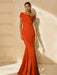 Minimalist Off-the-Shoulder Mother of the Bride Dresses in Trumpet/Mermaid Style with Detachable Flower