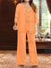 Plus Size 3-Piece Mother of the Bride Chiffon Pantsuit with V-Neck Floor-Length Jacket & Sequins