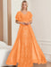 Plus Size Mother of the Bride A-Line Floor-Length Dress with V-Neck and Half Sleeves