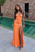 Orange Sweetheart Satin Prom Dress Mermaid with Front Split