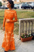 Orange Mermaid Long Sleeves Lace Mermaid Prom Dress