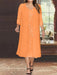 Orange V-Neck Long-Sleeve Tea-Length Plus Size Mother of the Bride Dress with Jacket and Sequins