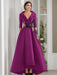 V-Neck A-Line Princess Floor-Length Mother of the Bride Dress with 3/4 Sleeves Appliques and Beading