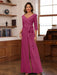 V-Neck Chiffon Jumpsuit with Ruched Detail and 3/4 Sleeves for the Mother