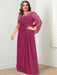 Plus Size Floor-Length Mother of the Bride A-Line Dress with Scoop Neckline Pleats and Sequins
