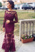 Orchid Trumpet/Mermaid Bateau Long Sleeves Applique Lace Dresses - Prom Dresses