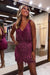 Orchid V-Neck Backless Tight Short Homecoming Dress with Fringes