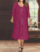 Orchid V-Neck Long-Sleeve Tea-Length Plus Size Mother of the Bride Dress with Jacket and Sequins