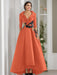 V-Neck A-Line Princess Floor-Length Mother of the Bride Dress with 3/4 Sleeves Appliques and Beading
