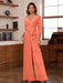 V-Neck Chiffon Jumpsuit with Ruched Detail and 3/4 Sleeves for the Mother