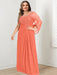 Plus Size Floor-Length Mother of the Bride A-Line Dress with Scoop Neckline Pleats and Sequins